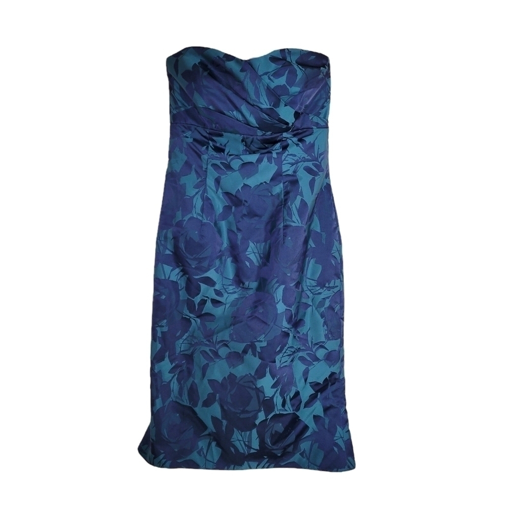 Cameron Blake by Mon Cheri Teal Floral Prom Mini Dress
